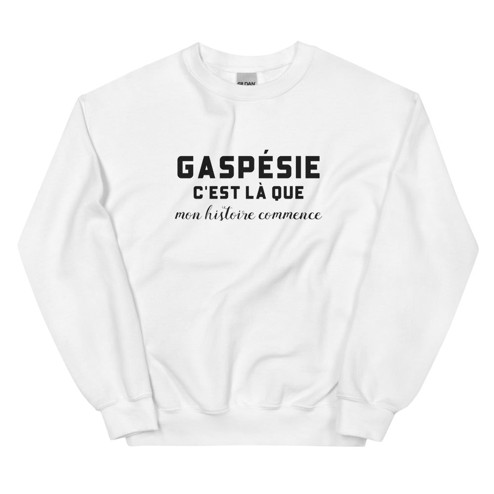 GASPÉSIE, c'est là que mon histoire commence - Sweat blanc