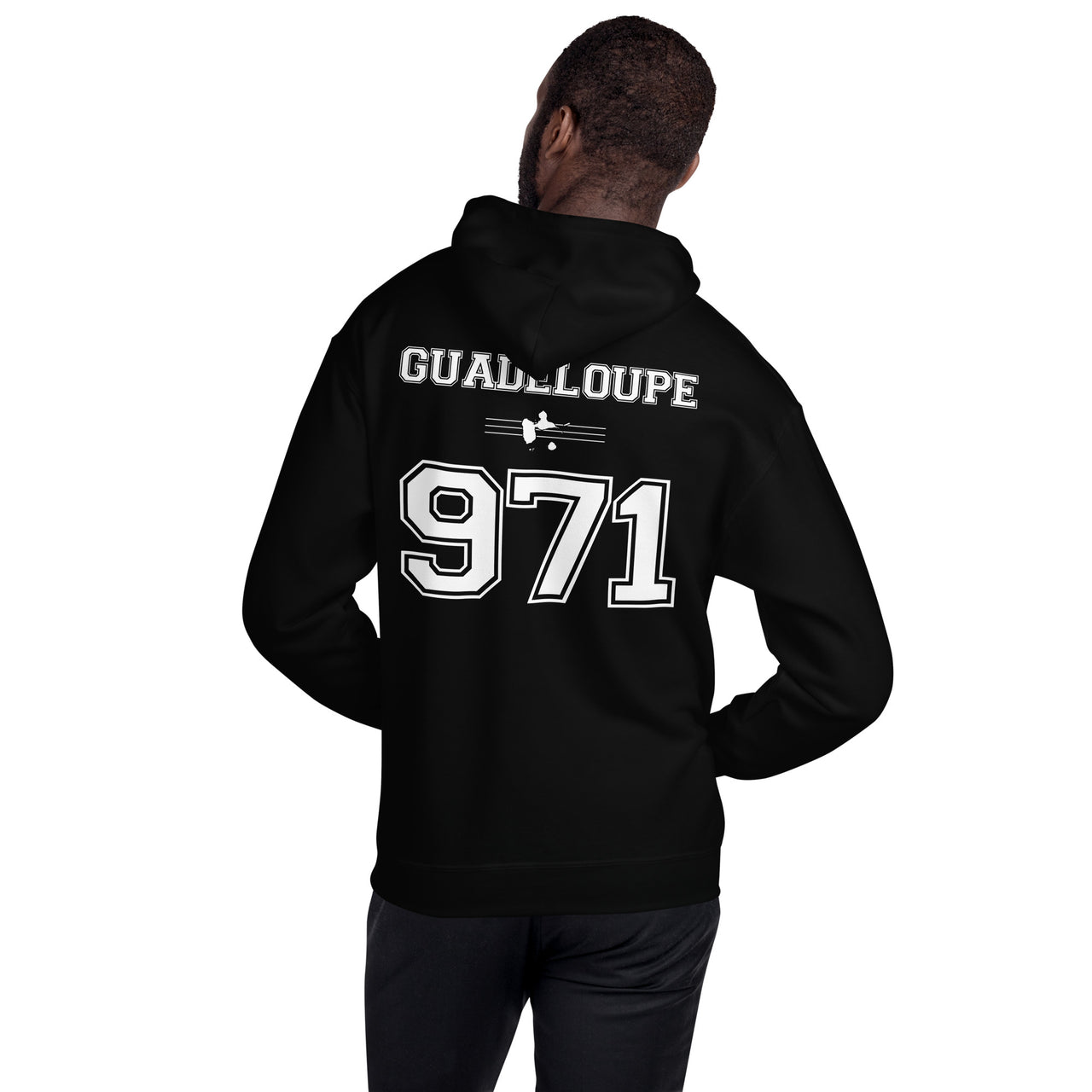 Sweat à capuche Guadeloupe bleu marine dos - Confort et style local