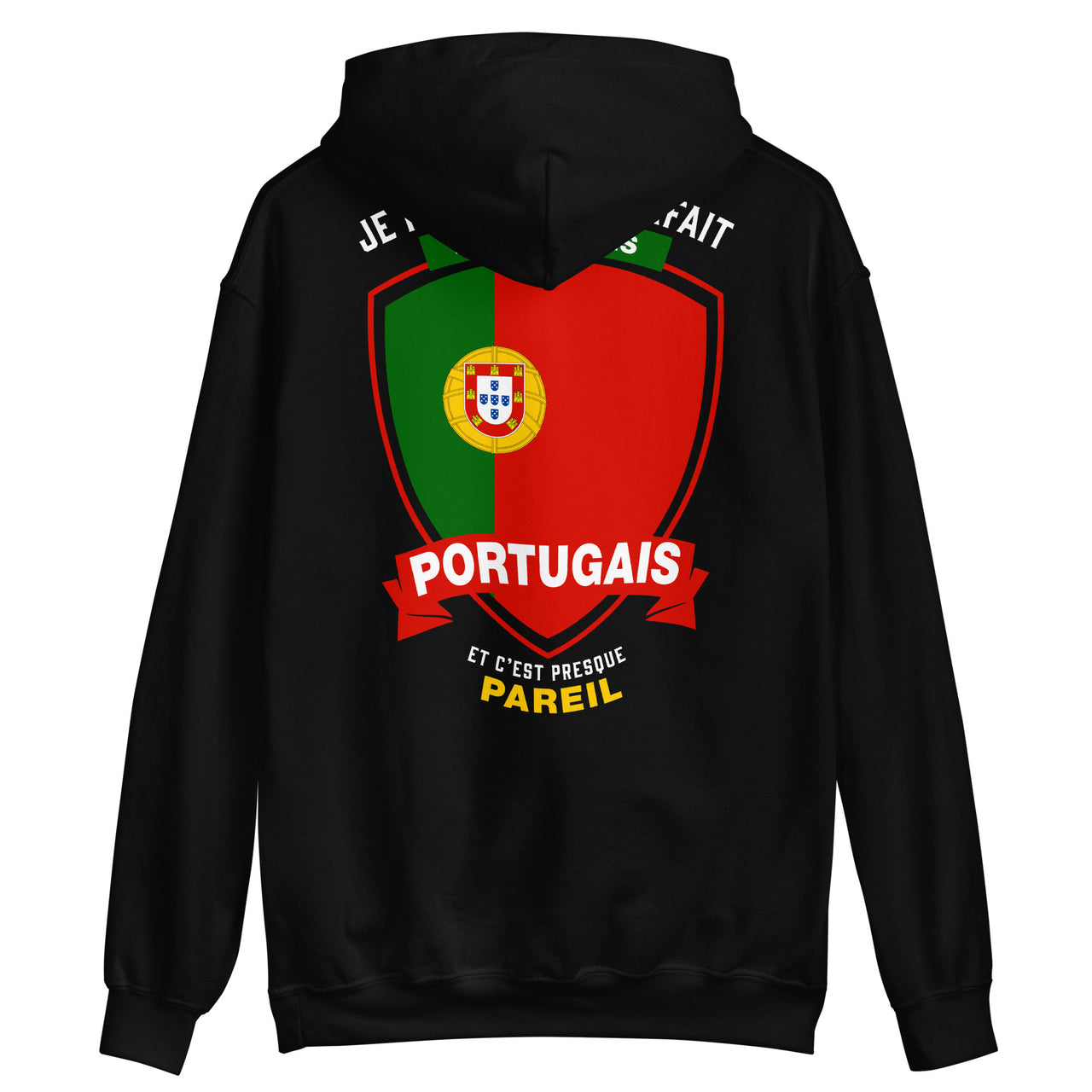 Sweat à capuche Portugal bleu marine dos - Je ne suis pas parfait je suis Portugais