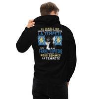 Thumbnail for Sweat à capuche Francs-Comtois bleu marine dos - La tempête et le diable