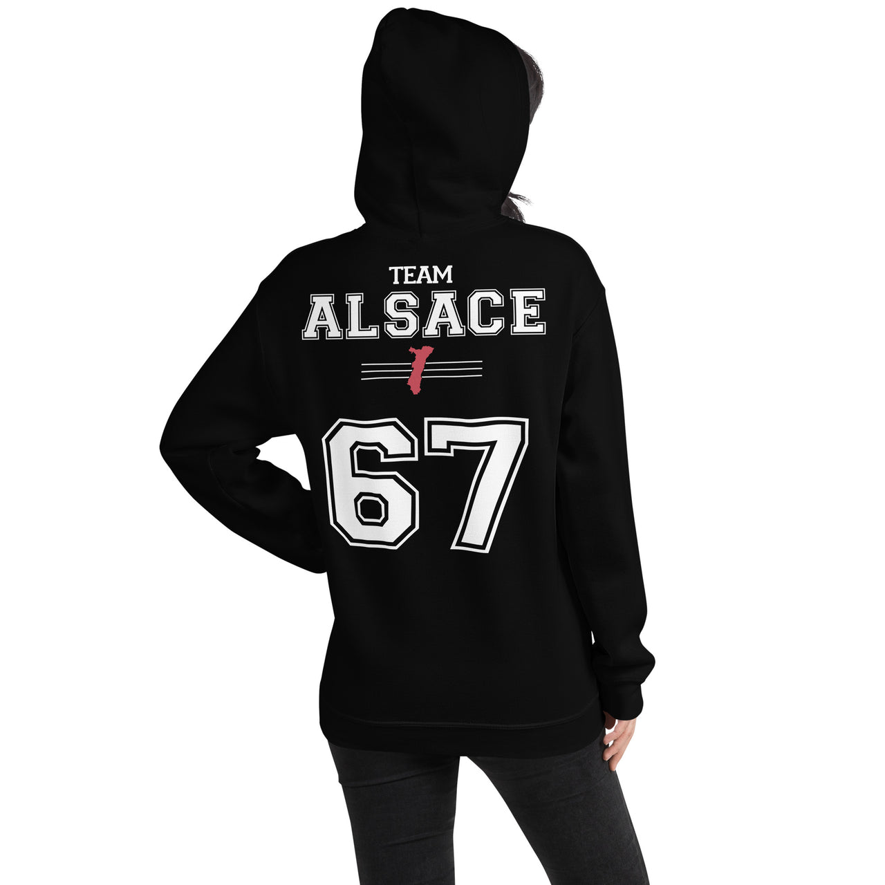 Sweat à capuche Alsace 67 bordeaux dos - Douillet et élégant