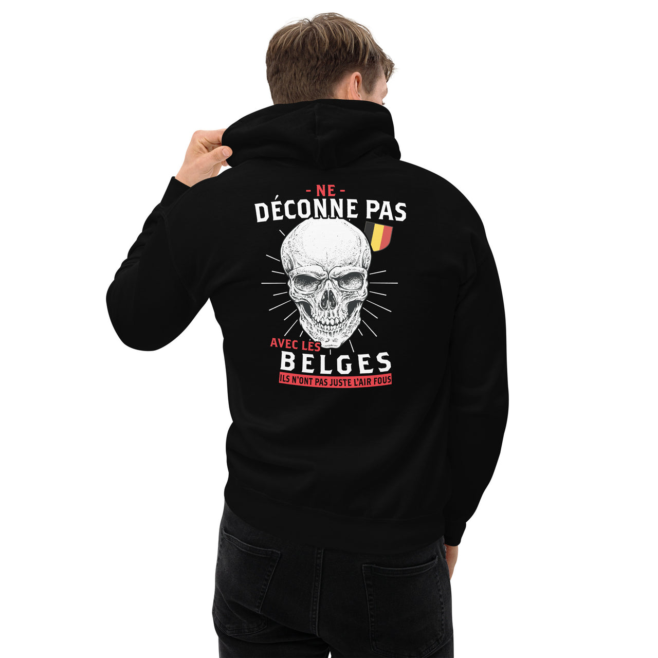 Sweat à capuche Belgique bleu marine - Ne déconne pas avec les Belges