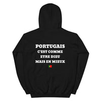 Thumbnail for Hoodie Portugais c'est comme etre Dieu mais en mieux — Imprime au dos