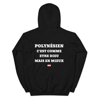 Thumbnail for Hoodie Polynésien c'est comme etre Dieu mais en mieux — Imprime au dos