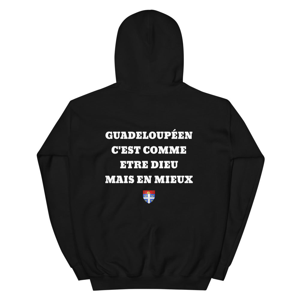 Hoodie Guadeloupéen c'est comme etre Dieu mais en mieux — Imprime au dos