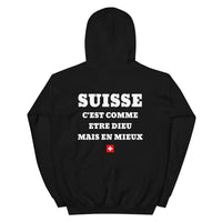 Thumbnail for Hoodie Suisse c'est comme etre Dieu mais en mieux — Imprime au dos
