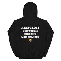 Thumbnail for Hoodie Ariégeois c'est comme etre Dieu mais en mieux — Imprime au dos