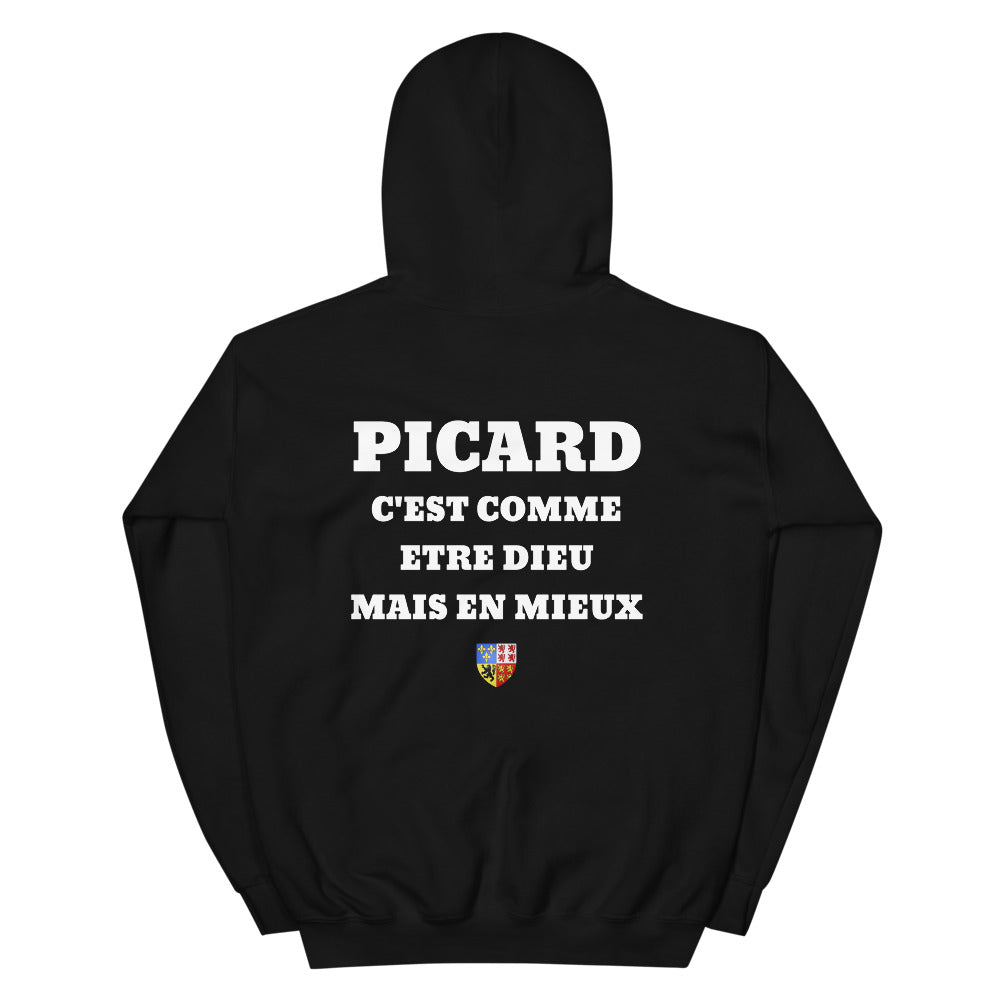 Hoodie Picard c'est comme etre Dieu mais en mieux — Imprime au dos