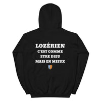 Thumbnail for Hoodie Lozérien c'est comme etre Dieu mais en mieux — Imprime au dos