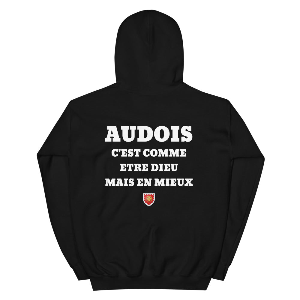Hoodie Audois c'est comme etre Dieu mais en mieux — Imprime au dos