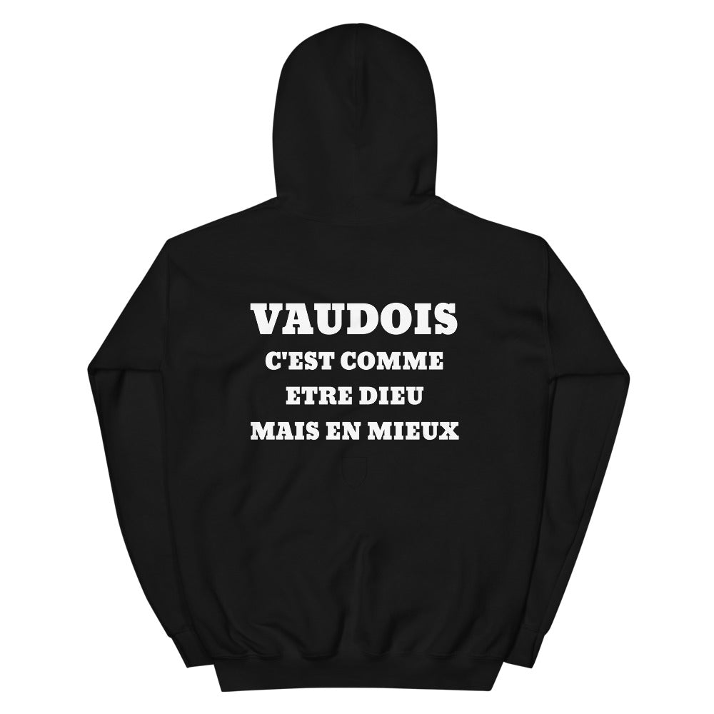 Hoodie Vaudois c'est comme etre Dieu mais en mieux — Imprime au dos