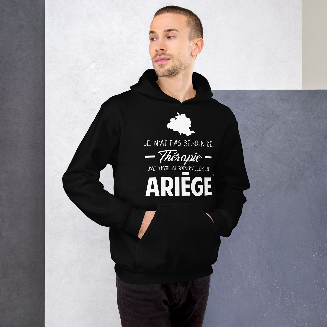 Sweat à capuche Ariège bleu marine - Pas besoin de thérapie