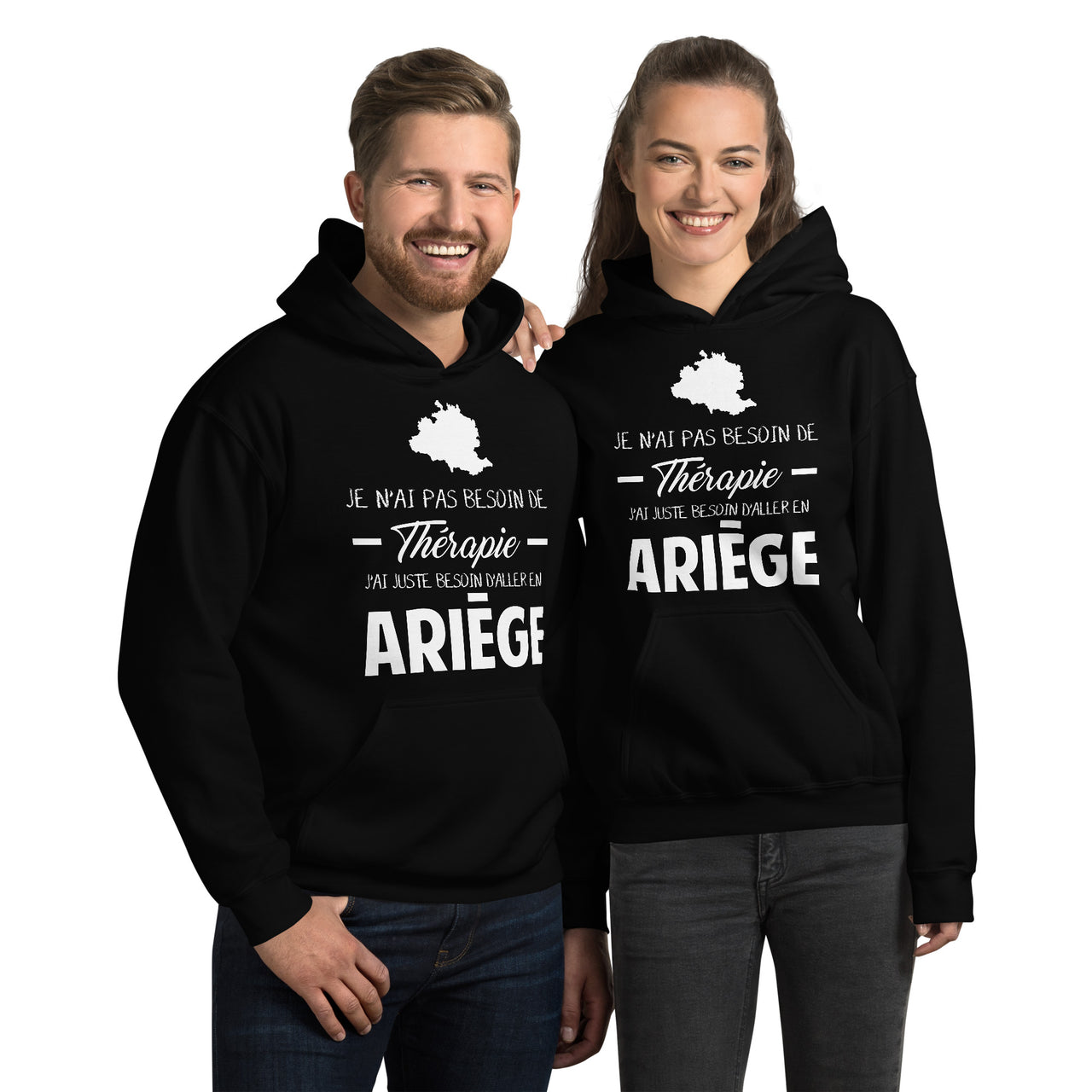Sweat à capuche Ariège bleu marine dos - Pas besoin de thérapie