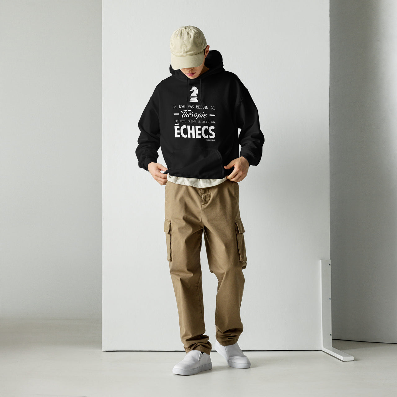 Sweat à capuche Échecs bleu marine - Je n'ai pas besoin de thérapie