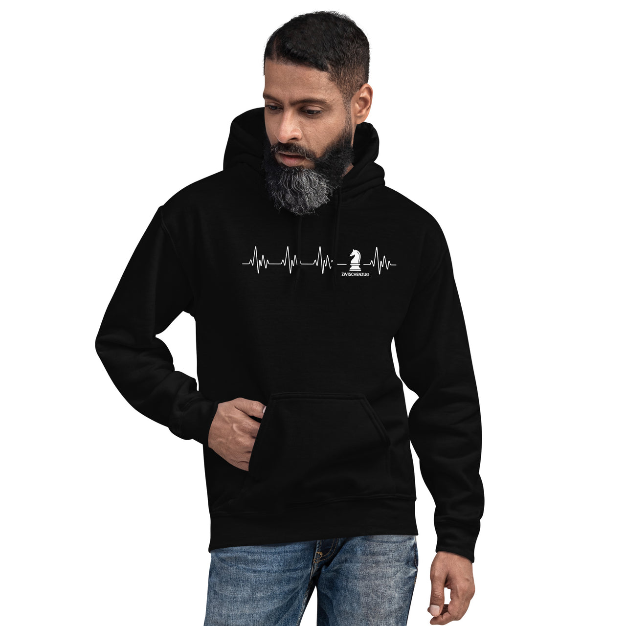 Sweat à capuche Échecs bleu marine - Battement de coeur humoristique