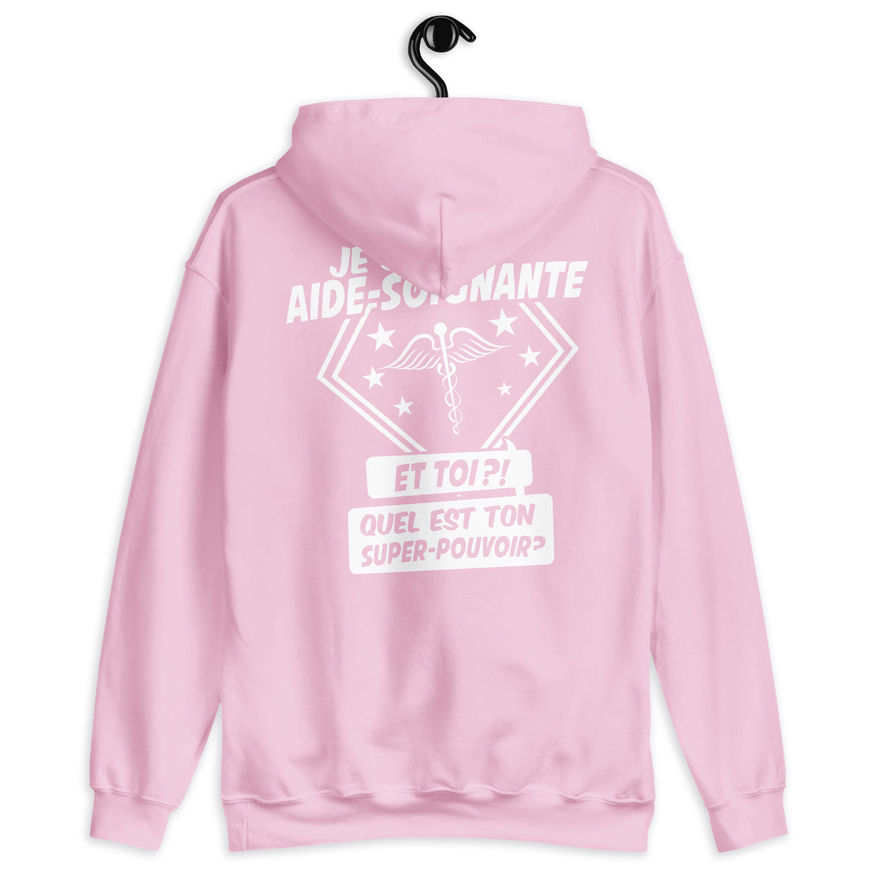 Sweat à capuche Aide-Soignante bleu marine dos - Quel est ton super-pouvoir