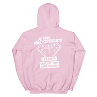Thumbnail for Sweat à capuche Aide-Soignante rose clair - Quel est ton super-pouvoir