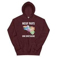 Thumbnail for Sweat à capuche Bretagne bleu marine - carte des pays bretons
