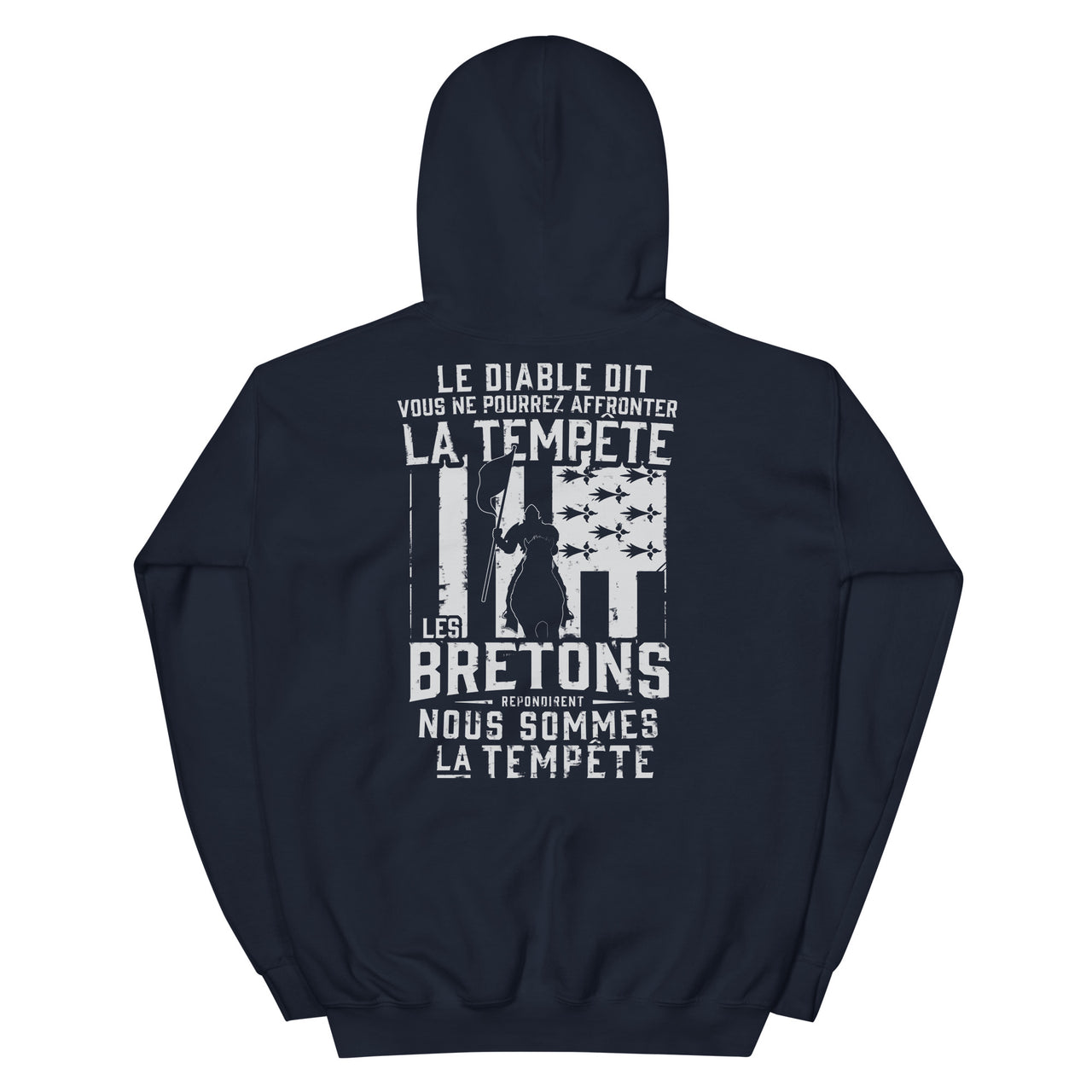 Sweat à capuche Bretagne noir dos - Tempête et le diable