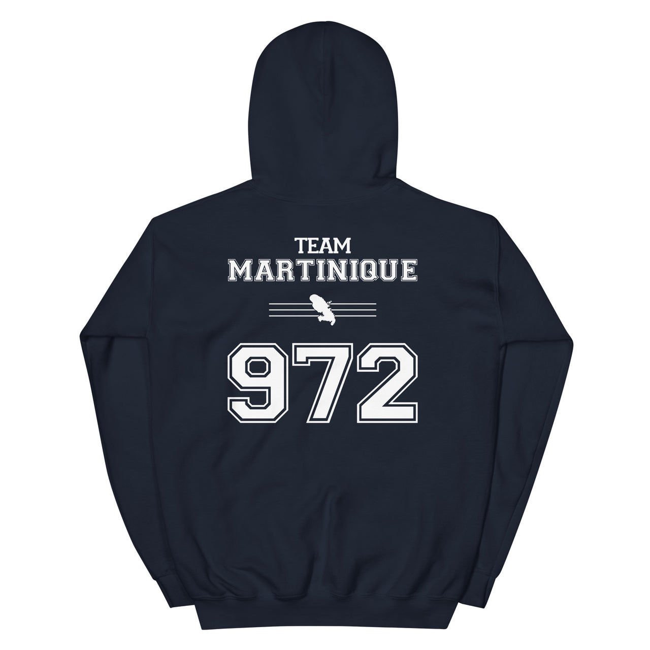 Sweat à capuche Martinique 972 noir dos - Douceur et fierté locale