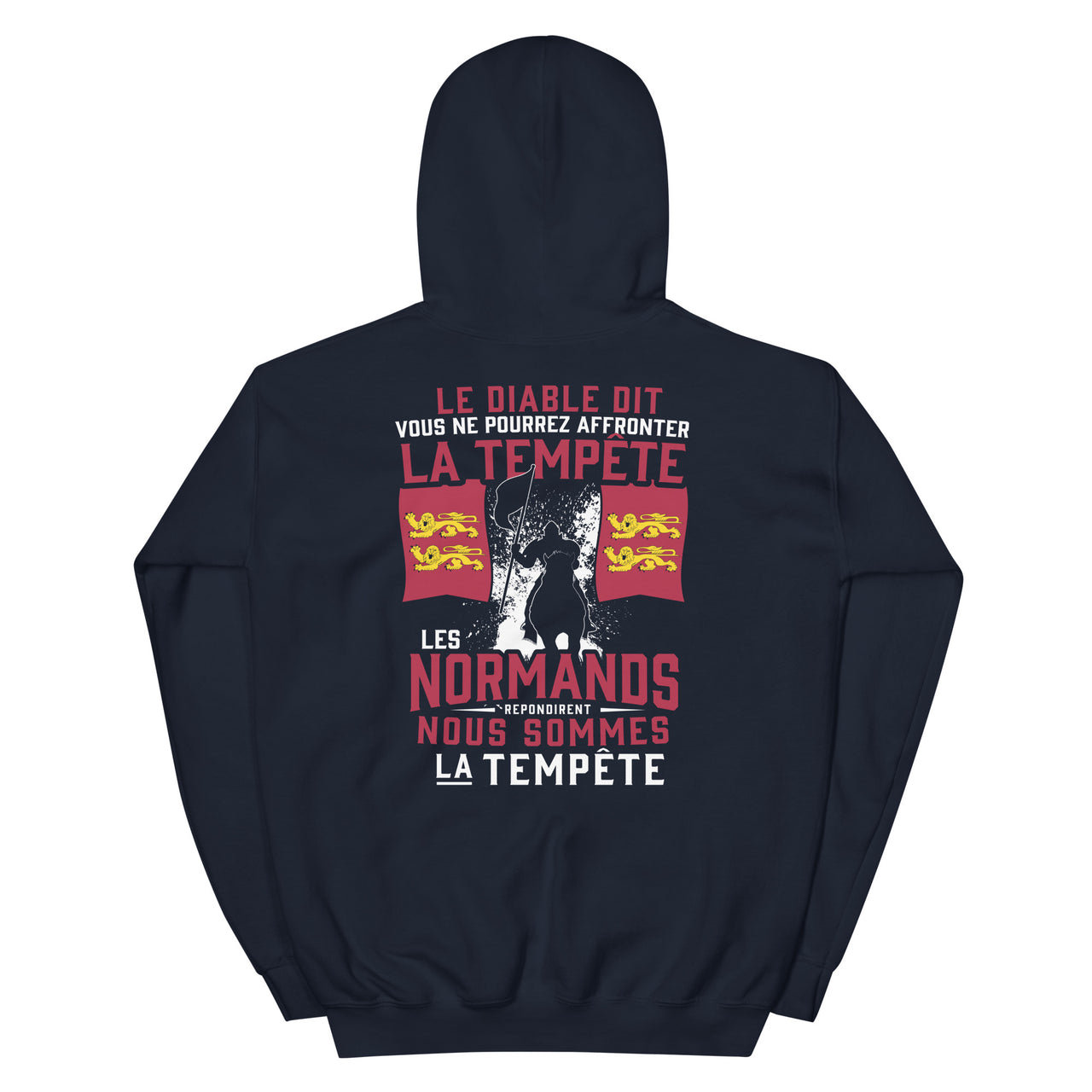 Sweat à capuche Normands noir dos - La tempête et le Diable