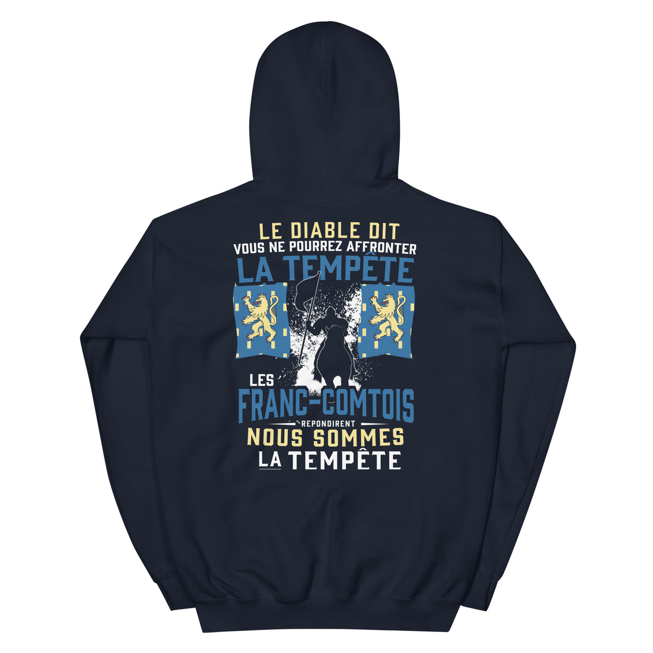Sweat à capuche Francs-Comtois noir dos - La tempête et le diable