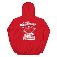 Thumbnail for Sweat à capuche Aide-Soignante rouge dos - Quel est ton super-pouvoir