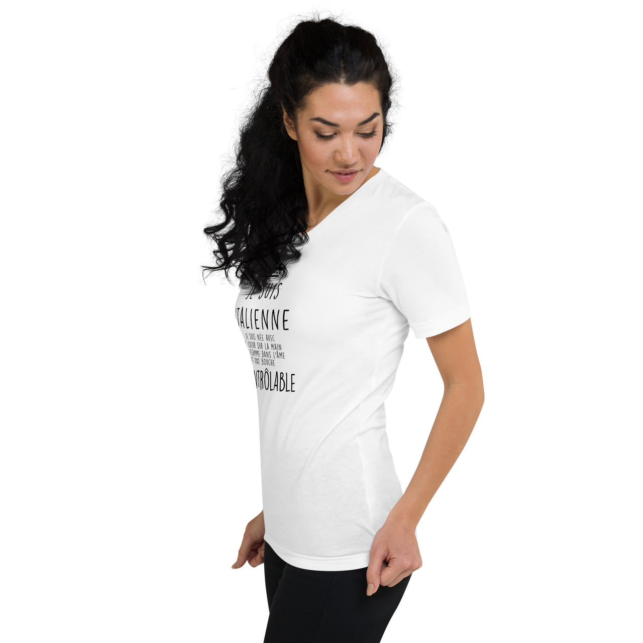 T-shirt Italie noir - Je suis italienne avec humour