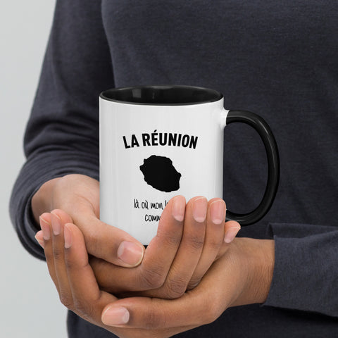 Mug à Intérieur Coloré - Souvenir de la Réunion Mon Histoire