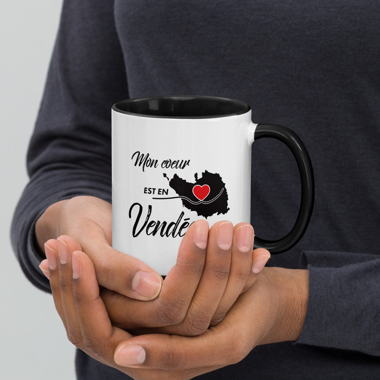 Mug Vendée noir dos - Mon coeur est en Vendée