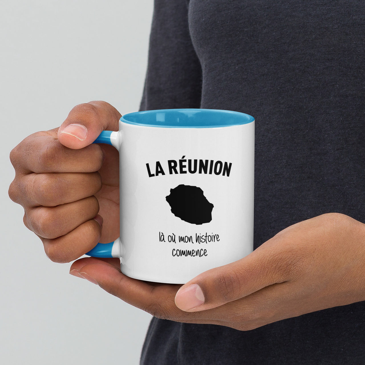 Mug Réunion bleu dos - Souvenir coloré pour vos pauses café