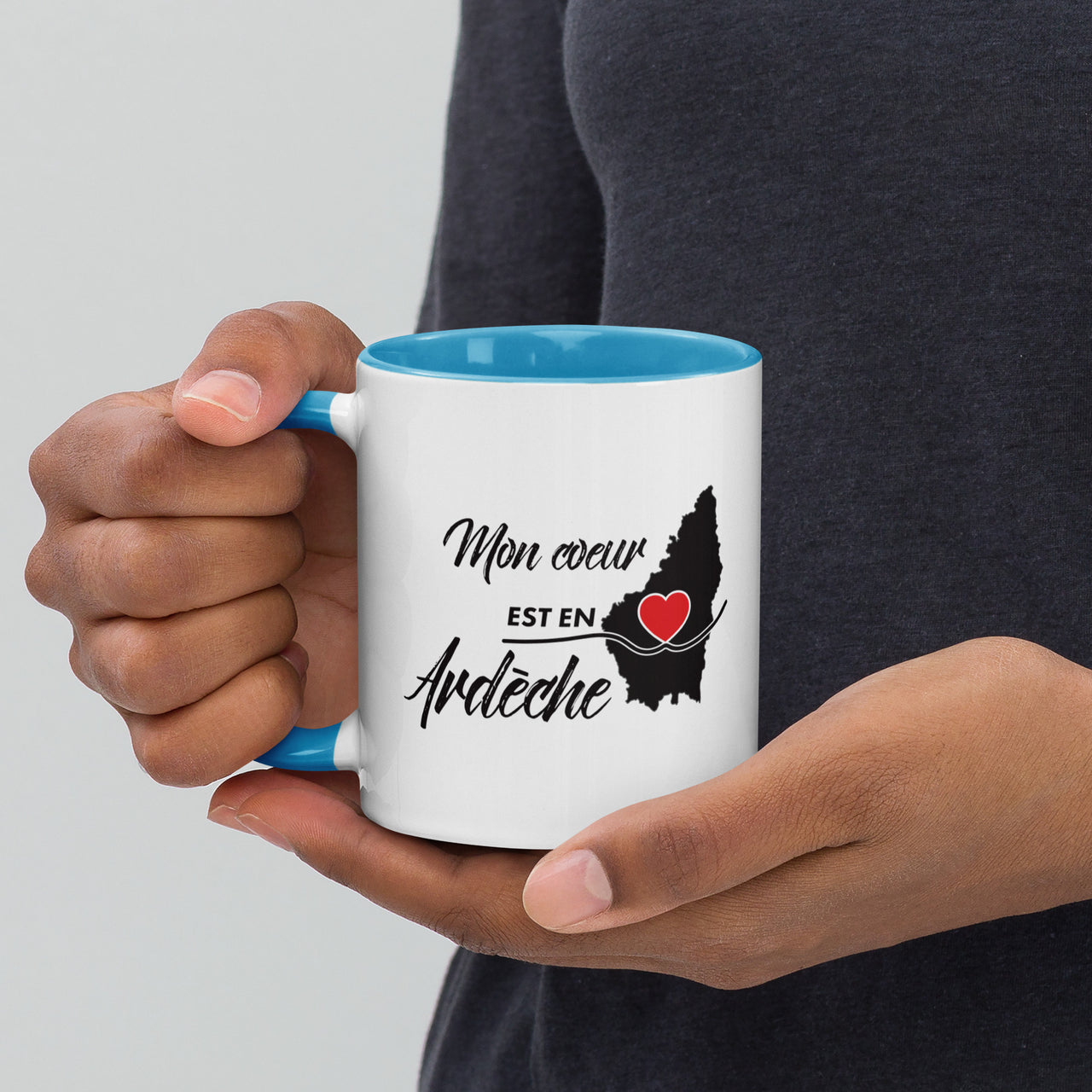Mug Ardèche rouge dos - Mon coeur est en Ardèche
