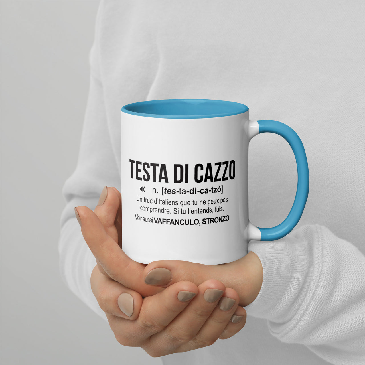 Mug Italie bleu dos - design humoristique pour café