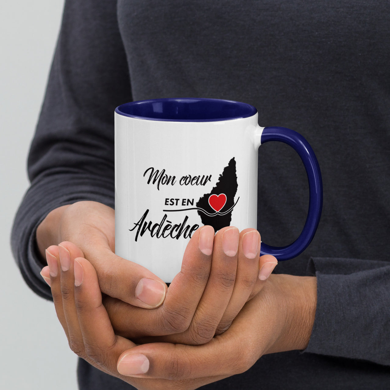 Mug Ardèche bleu - Mon coeur est en Ardèche