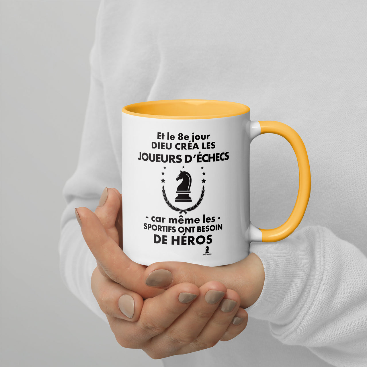Mug échecs jaune doré dos - Design humoristique du 8e jour