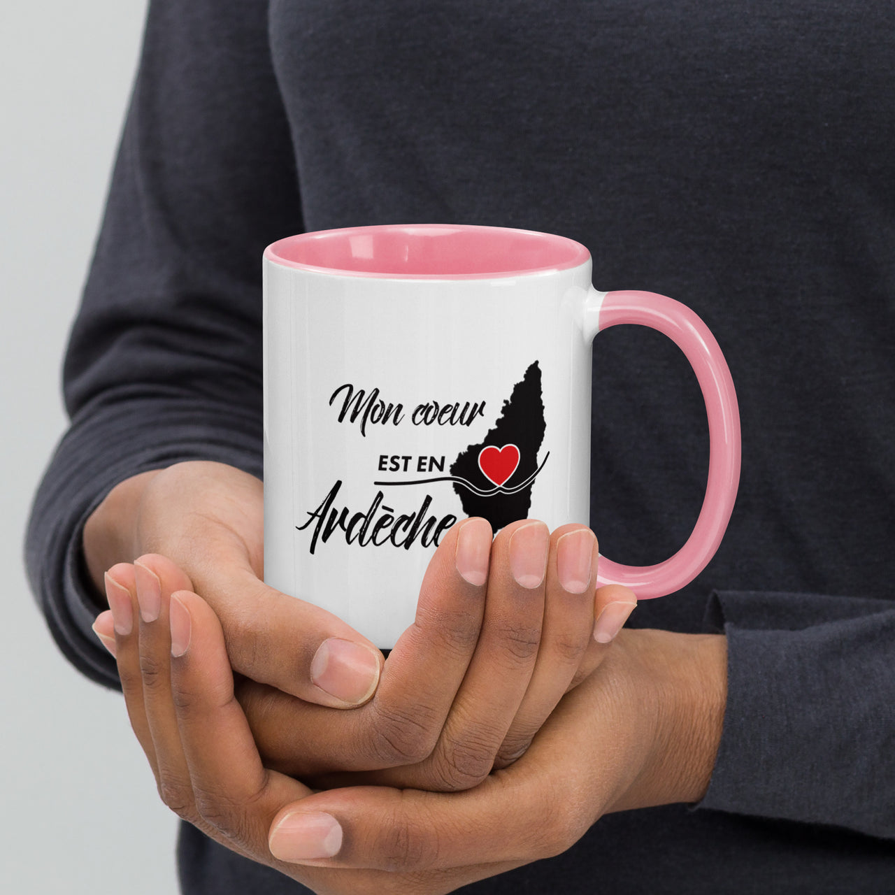 Mug Ardèche bleu dos - Mon coeur est en Ardèche
