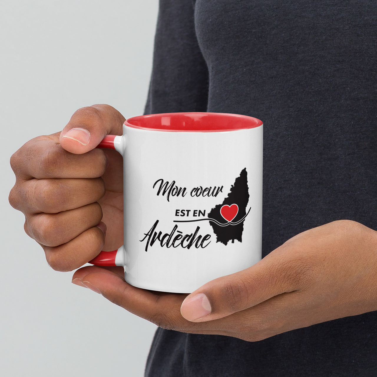 Mug Ardèche noir - Mon coeur est en Ardèche