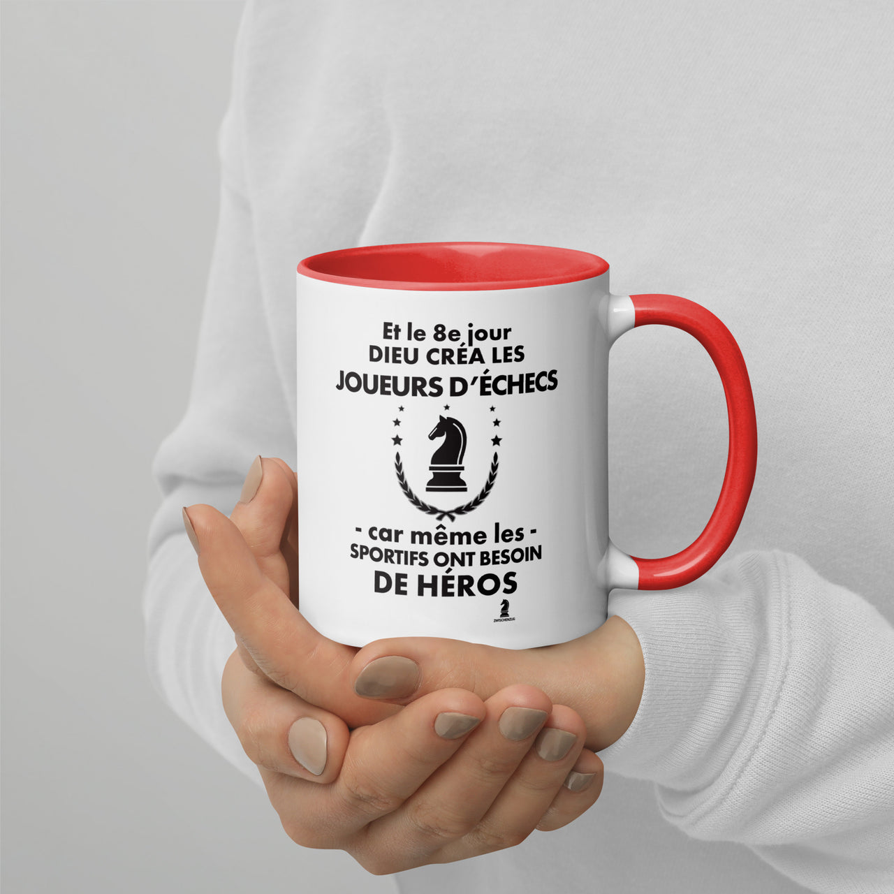 Mug échecs rouge dos - Design humoristique du 8e jour