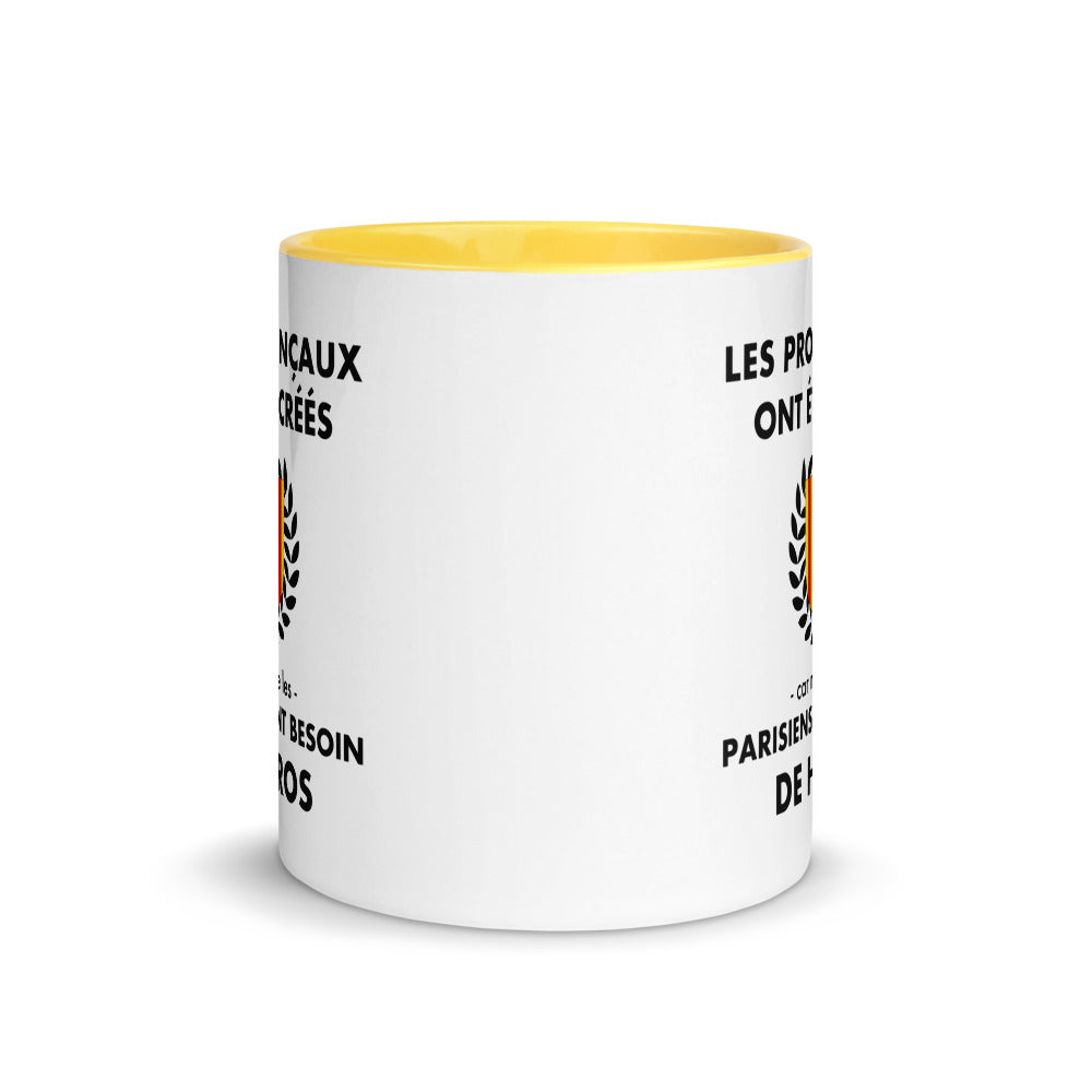 Les Provençaux ont été créés car même les Parisiens ont besoin de héros - Tasse mug jaune 11 oz - Provence