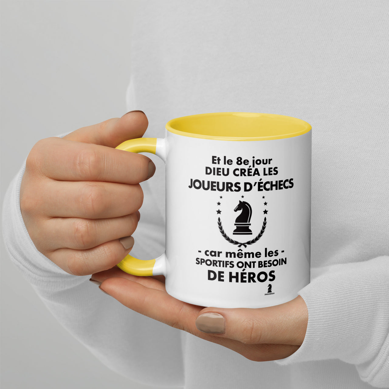 Mug échecs jaune - Design humoristique du 8e jour