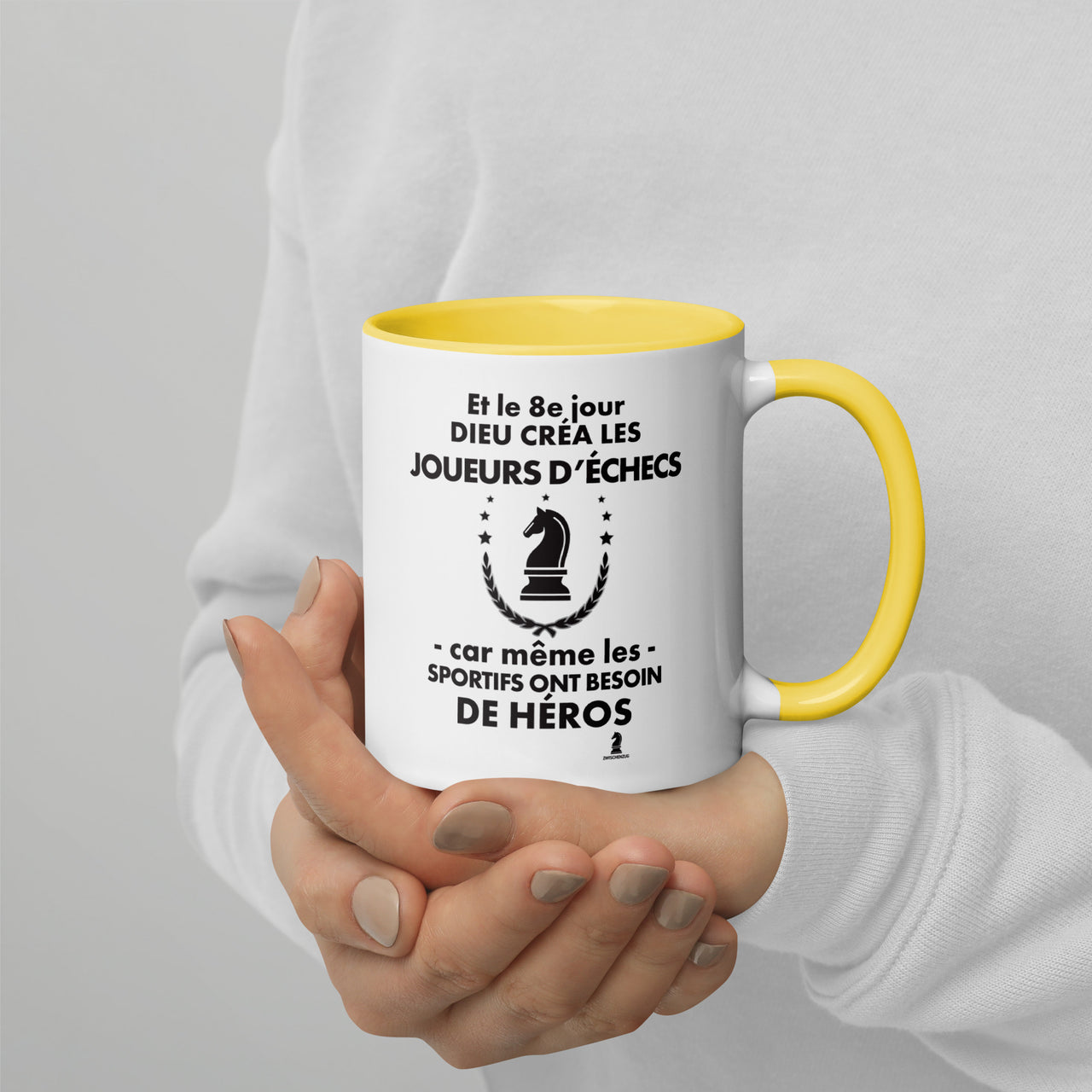 Mug échecs jaune dos - Design humoristique du 8e jour