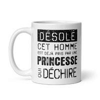 Thumbnail for Mug Blanc Brillant Cadeau Saint Valentin pour homme : Désolé ce mec est pris par une Princesse
