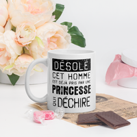 Thumbnail for Mug Blanc Brillant Cadeau Saint Valentin pour homme : Désolé ce mec est pris par une Princesse