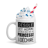 Thumbnail for Mug Blanc Brillant Cadeau Saint Valentin pour homme : Désolé ce mec est pris par une Princesse