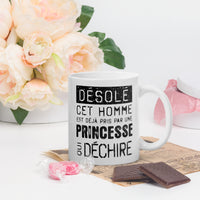 Thumbnail for Mug Saint-Valentin blanc brillant - Désolé ce mec est pris par une Princesse