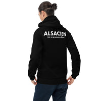 Thumbnail for Sweat à capuche Alsacien gris foncé chiné dos - Confort et humour local