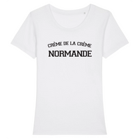 Thumbnail for Crème de la crème Normande - T-shirt femme BIO Bio - impression FR - Ici & Là - T-shirts & Souvenirs de chez toi