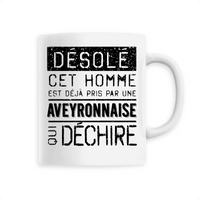 Thumbnail for Désolé cet homme est pris par une Aveyronnaise qui déchire - Tasse à café Mug Souvenir - imprimé dans le Midi - Ici & Là - T-shirts & Souvenirs de chez toi