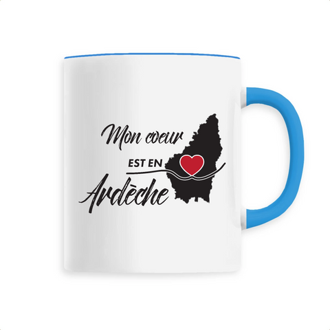 Mon Coeur est en Ardèche - Mug Tasse Café - Imprimé dans le Midi - Ici & Là - T-shirts & Souvenirs de chez toi