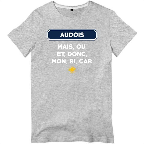 Mais, ou, et, donc, mon, ri, car Audois - T-shirt standard - imprimé dans le midi - Ici & Là - T-shirts & Souvenirs de chez toi